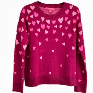Lilly Pulitzer Elizabelle Sweater Mulberry Ombre Heart Jacquard Womens Sz XS NEW